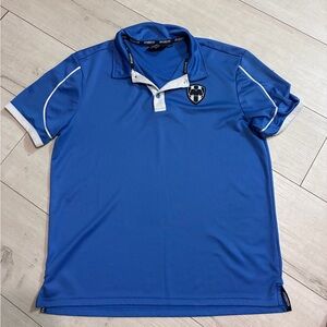 Blue Short Sleeve Polo Shirt with Contrast Trim
